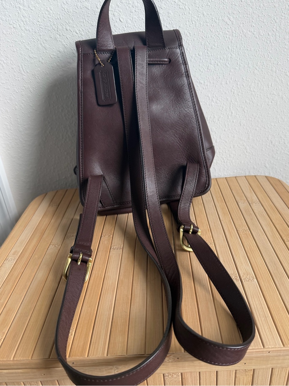 Vintage Coach Brown Leather Turnlock Backpack Bag - Picture 2 of 12